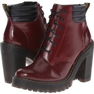 Dr. Martens Persephone Cherry Red high heel boot